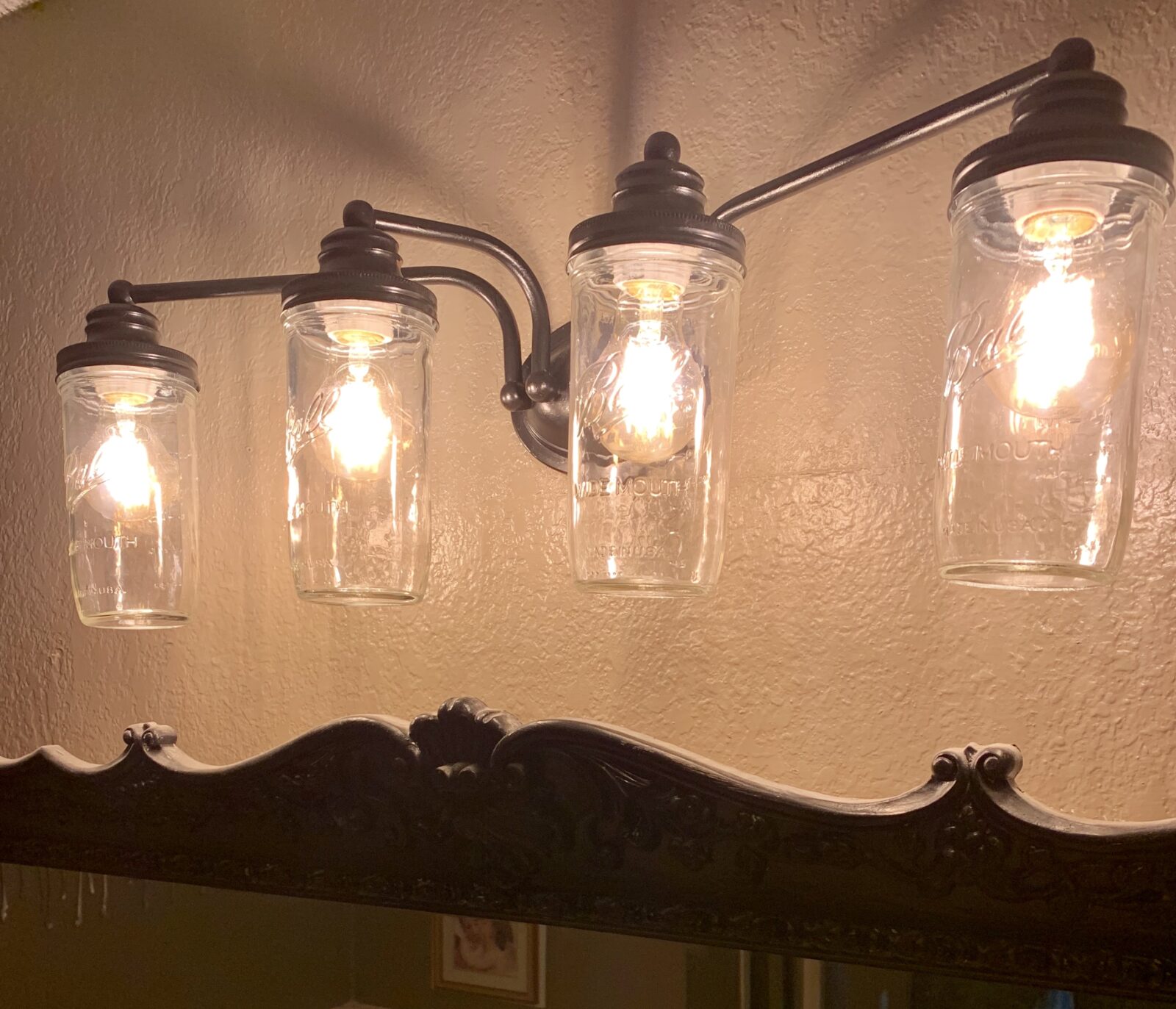 Finished Farmhouse Light Fixture Hack: The Southern FIx- Mason Jars