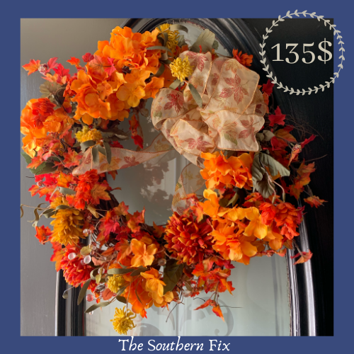 #fallwreath #fall #orange #farmhouse #DIY #farmhousedecor #diyfarmhouse #wreath #wreaths