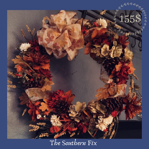 #thesouthernfix #thesouthernfixllc #fall #fallwreath #acorns #fallflowers #diy #farmhouse #farmdecor #pinecones